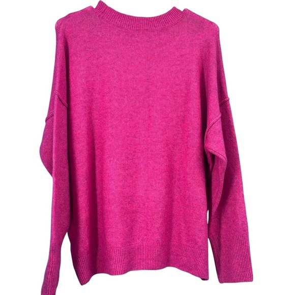 Exposed seam crewneck vibrant pink sweater M - Picture 3 of 4